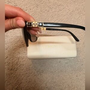 Versace Black and Gold Women's Sunglasses with Medusa Detail